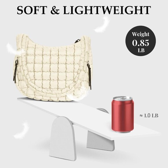 Puffer Tote Bag Quilted Carryall Bag Crossbody Bag Puffy Shoulder Bag for Women - Picture 4 of 7